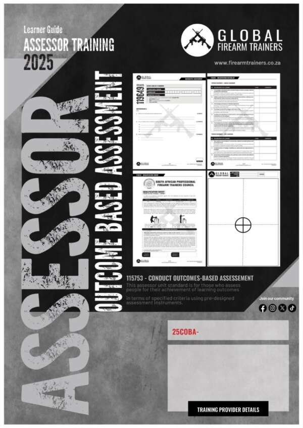 Unit standard 115753 is for those who assess people for their achievement of learning outcomes in terms of firearm training unit standards using pre-designed assessment instruments.