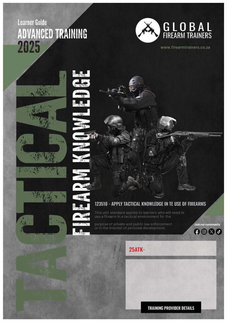 Unit standard 123510 is for persons who will need to use a firearm in a tactical environment for the purpose of private and public law enforcement or in the interest of personal development.