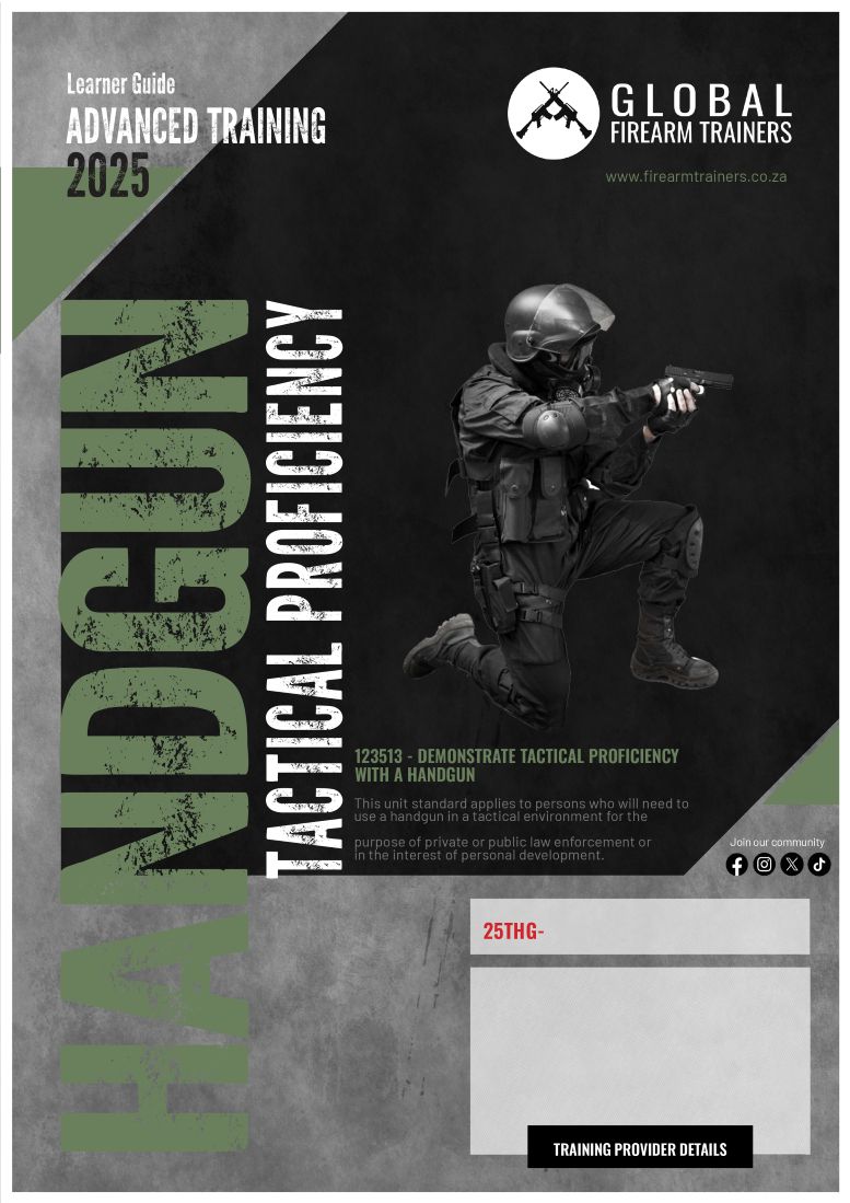Unit standard 123513 is for persons who will need to use a handgun in a tactical environment for the purpose of private and public law enforcement or in the interest of personal development.