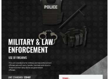 Unit standard 120487 is for military and law enforcement officials who requires knowledge on the carry, handle, shooting and maintenance of a firearm in their daily duties as government officials within the relevant legislation.