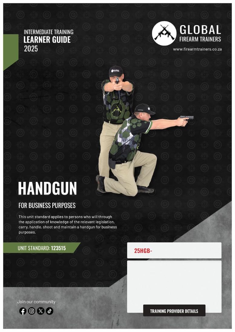 Unit standard 123515 is for persons who requires knowledge on the carry, handle, shooting and maintenance of a handgun for business purposes.