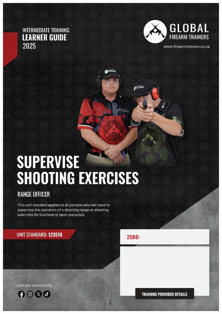 Unit standard 123516 is for persons who will need to supervise the operation of a shooting range or shooting exercises for business or sport purposes.