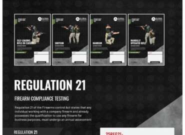 Every person who works with a Company owned firearm must attend a Regulation 21 refresher course once a year, based on the relevant business Unit Standards.
